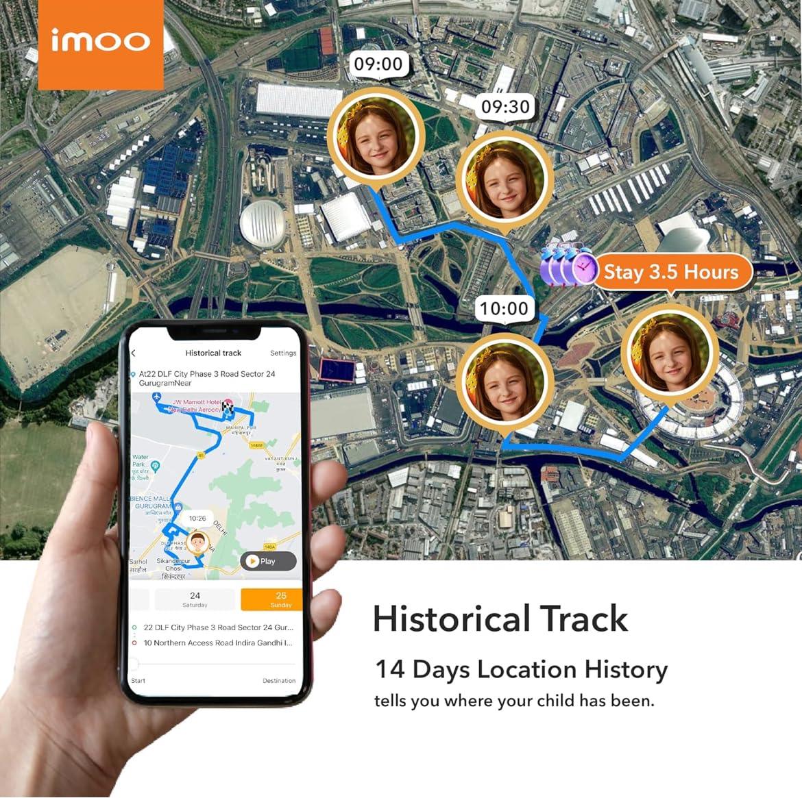 imoo Kids Watch Phone Z7 [4G Cellular + GPS + Health], 4G Smartwatch, HD Video & Voice Call, GPS Enabled with 14 Days Historical Track, Kids Emotion. - Jaiman Toys