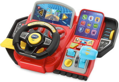 VTech Race & Discover Driver | Interactive Steering Wheel Toy with Lights, Sounds, Gear Shifter & Learning Activities | Educational Driving Toy for Kids