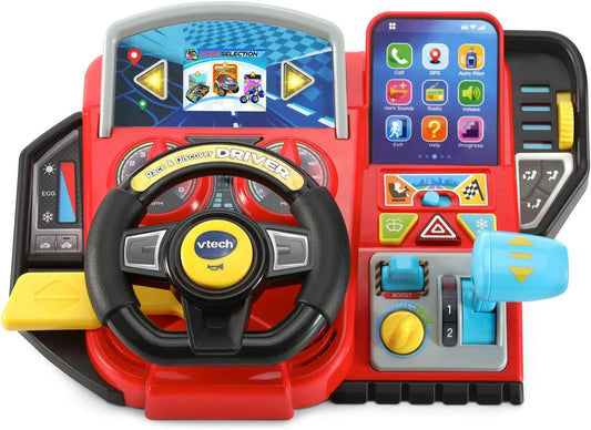 VTech Race & Discover Driver | Interactive Steering Wheel Toy with Lights, Sounds, Gear Shifter & Learning Activities | Educational Driving Toy for Kids