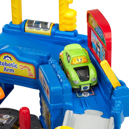 VTech Go! Go! Smart Wheels Speedy Repair Shop | Interactive Vehicle Garage Playset with SmartPoint Car, Car Wash & Repair Station for Toddlers