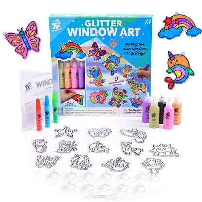 The Best Crafts Glitter Window Art Kit for Kids, 26 DIY Suncatcher Projects with 8 Window Paint Colors, Suction Cups & Design Patterns, Creative Arts & Crafts Activity Set for Boys & Girls Ages 6+, Birthday Gift