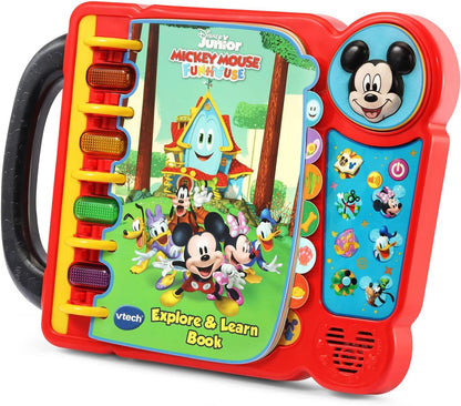 VTech Disney Junior Mickey Mouse Funhouse Explore & Learn Book | Interactive Educational Sound Book with Lights, Music, Stories & Learning Activities for Toddlers