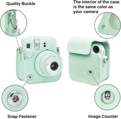 Pop & Snap in Style – Mini 12 Camera Case with Strap (Perfect Fit for Instax Mini 12) - Mint Green - Jaiman Toys