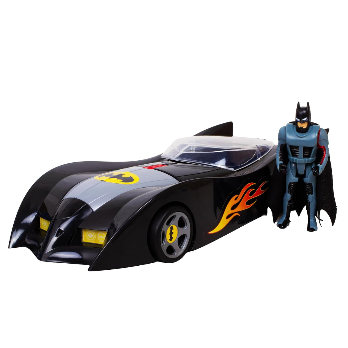 Funskool 1:12 Scale DC Classic Batmobile Collectible Toy Car with Manual Missile Launcher & Free 4-Inch Batman Action Figure for Kids Ages 4+ – Black