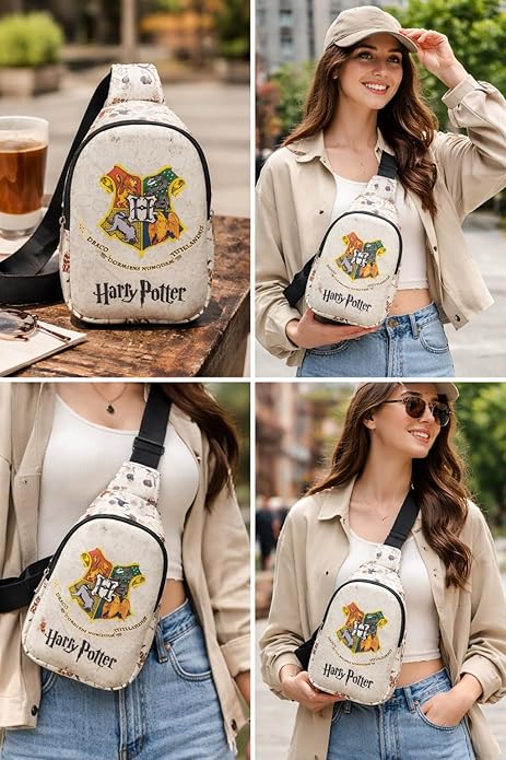 Wizard Theme Kids Sling Bag 24cm – Cartoon Crest Crossbody Chest Bag for Kids Travel & School