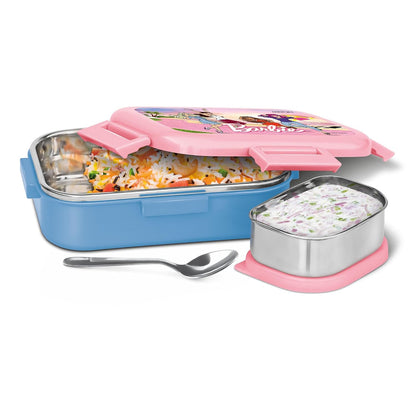 Milton Barbie 700ml Kids Lunch Box with Stainless Steel Inner Container | School Tiffin Box with Steel Snack Container