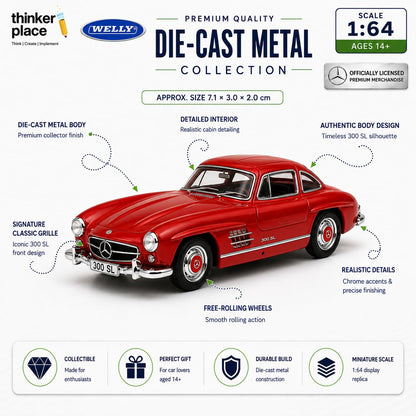 Welly 1:64 Mercedes-Benz 300 SL Red Die-Cast Metal Model Car
