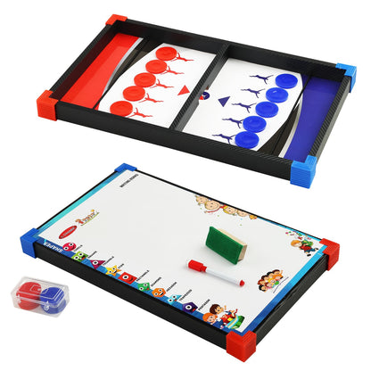 SIMARR 2-in-1 Junior String Hockey Game with White Marker Board – Fast Sling Puck Tabletop Board Game for Kids & Family