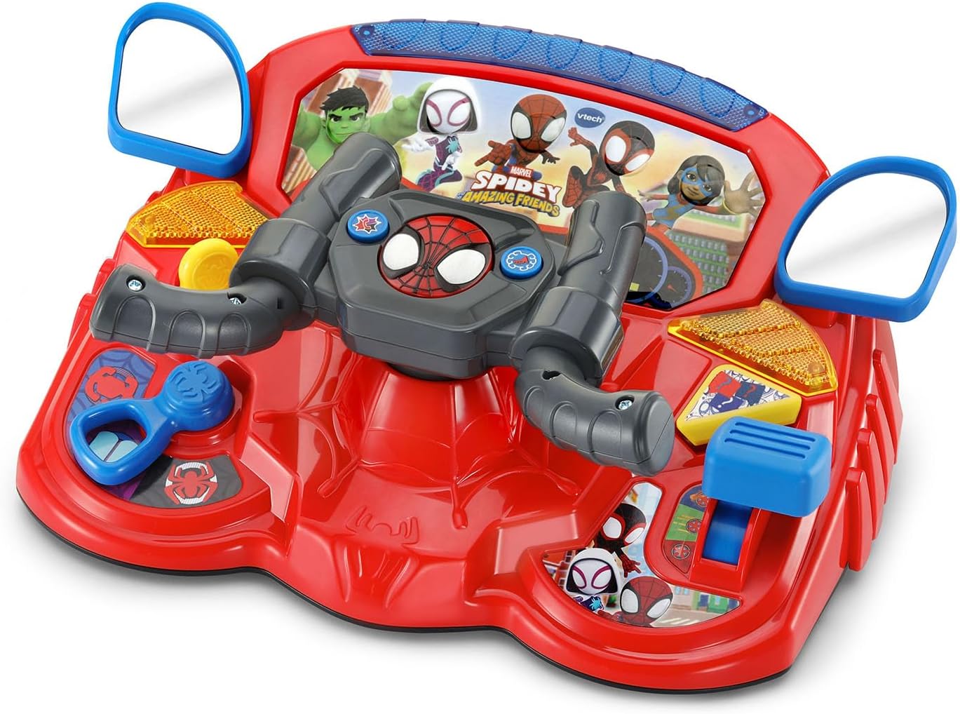 VTech Marvel Spidey and His Amazing Friends Spidey to the Rescue Driver | 2-in-1 Interactive Driving Toy with Steering Wheel, Lights, Sounds & 180+ Phrases