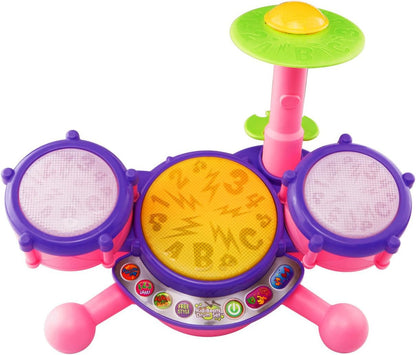 VTech KidiBeats Drum Set, Pink | Interactive Musical Drum Kit with Lights, Learning Modes & Drumsticks for Kids 2-5 Years