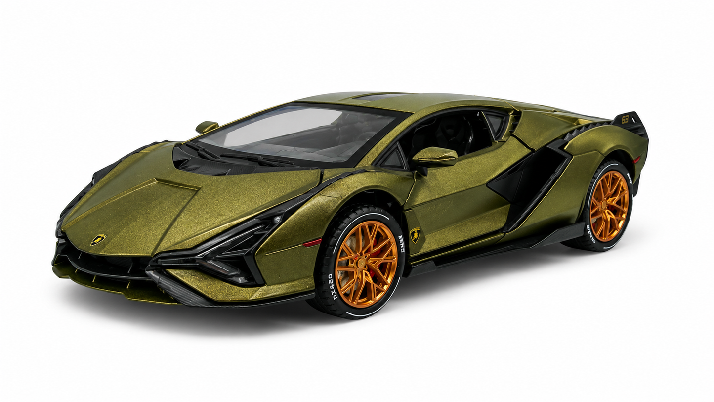 Joy Junction Lamborghini Sian FKP 63 1:24 Scale Die-Cast Model Car with Display Case – Premium Metal Hypercar Collectible (Olive Green)