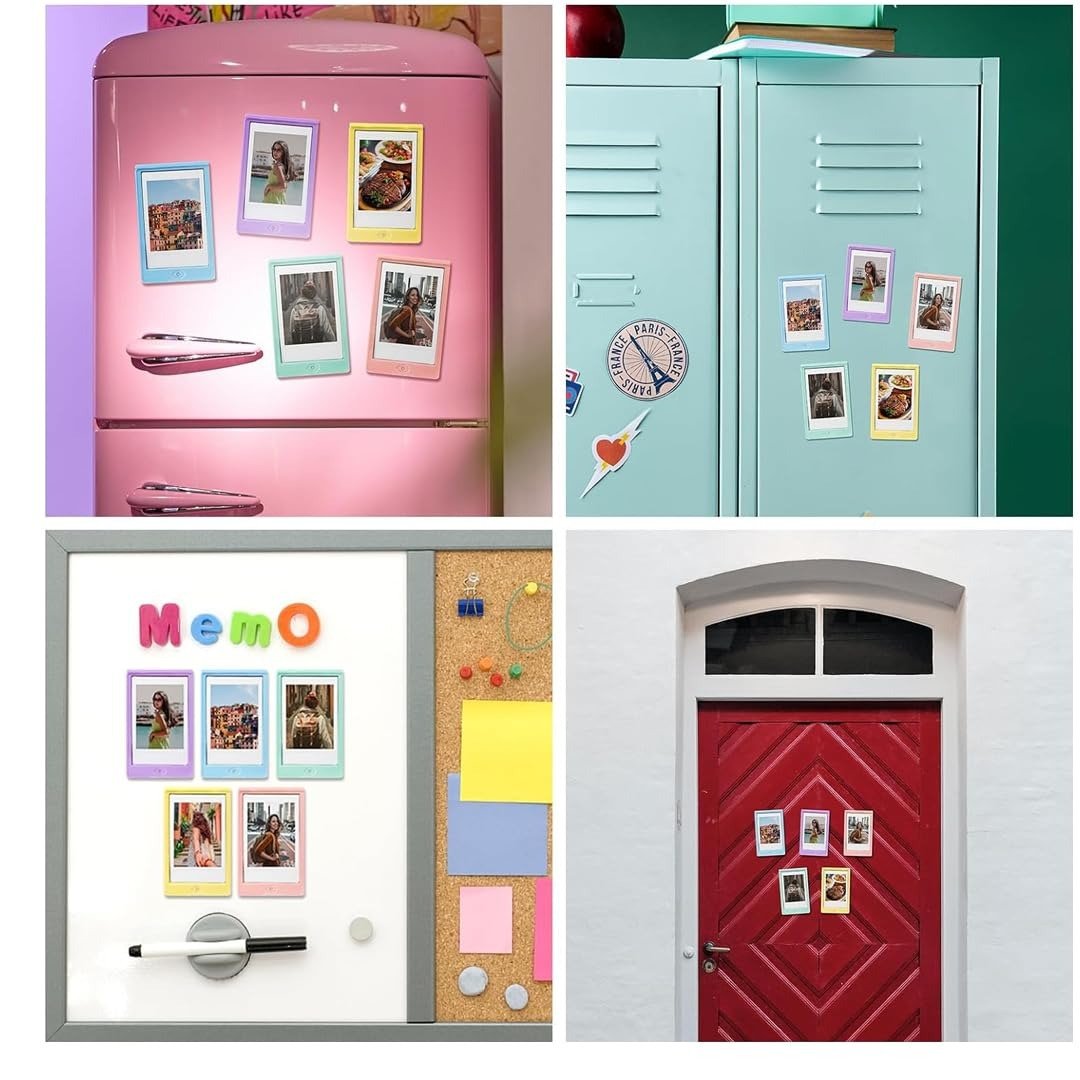 Accessories Bundle - Macaron Coloured Fridge Magnetic Photo Frame + 20 Photo Shot - For Fujifilm Instax Mini 12