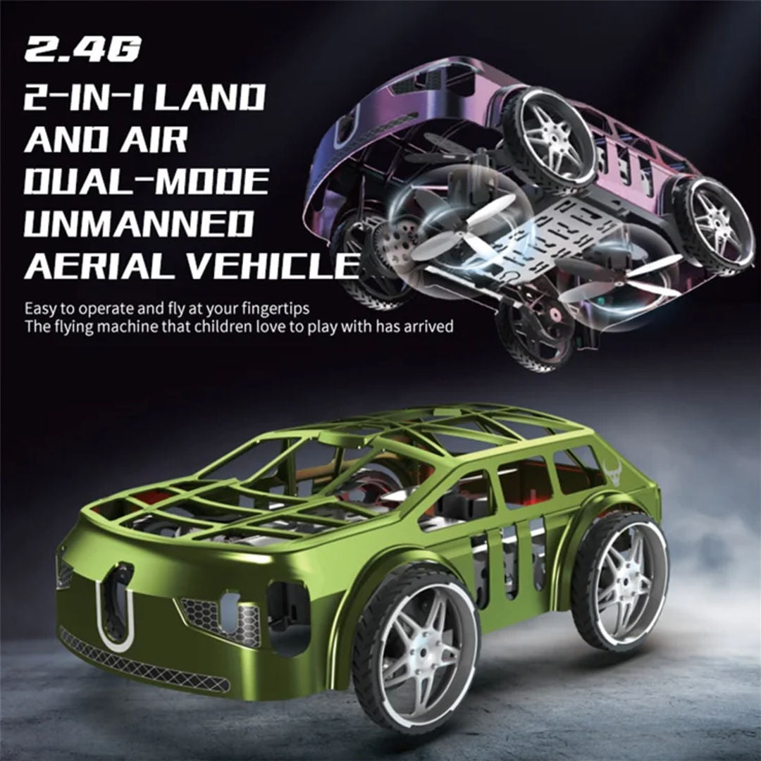 SG900PRO Dual-Mode 2-in-1 Flying Car Drone – RC Air + Ground Vehicle with LED Lights (Green)