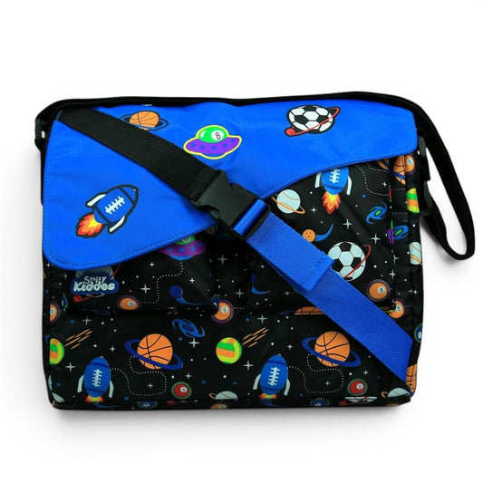 Smily Kiddos Kids Fancy Shoulder Bag – Space & Sports Print Crossbody Side Bag for Boys & Girls