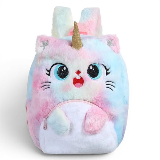 Cute Unicorn Plush Backpack for Kids – Soft Fluffy Unicorn School Bag with Front Pocket (30 cm)