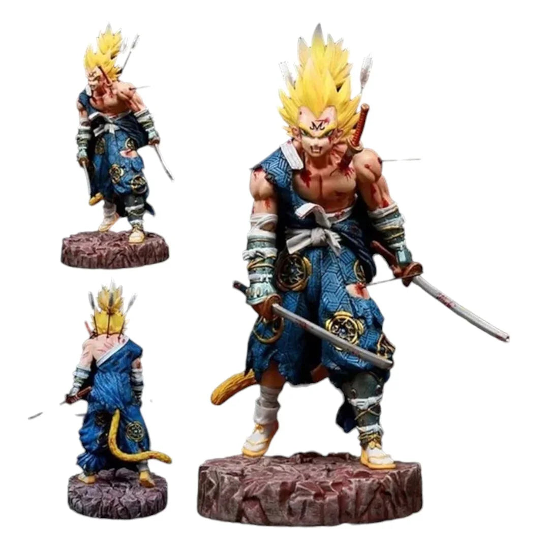 Samurai Majin Vegeta Super Saiyan Ultimate Action Figure – 30 cm Anime Warrior Statue Model with Swords & Battle Base – Collector's Edition Toy HW - Jaiman Toys