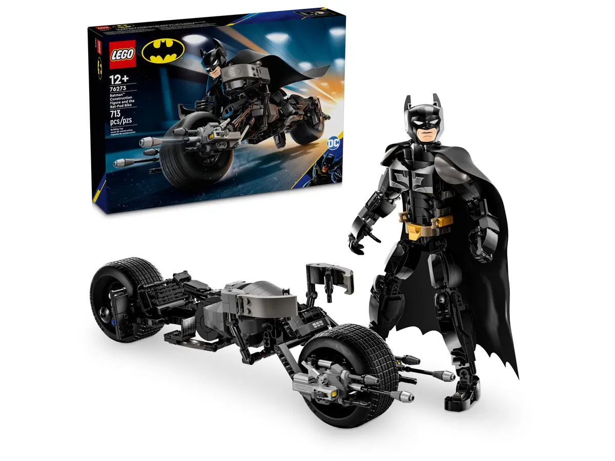 LEGO 76273 Super Heroes: Batman Construction Figure and the Bat-Pod Bike (713 Pieces)