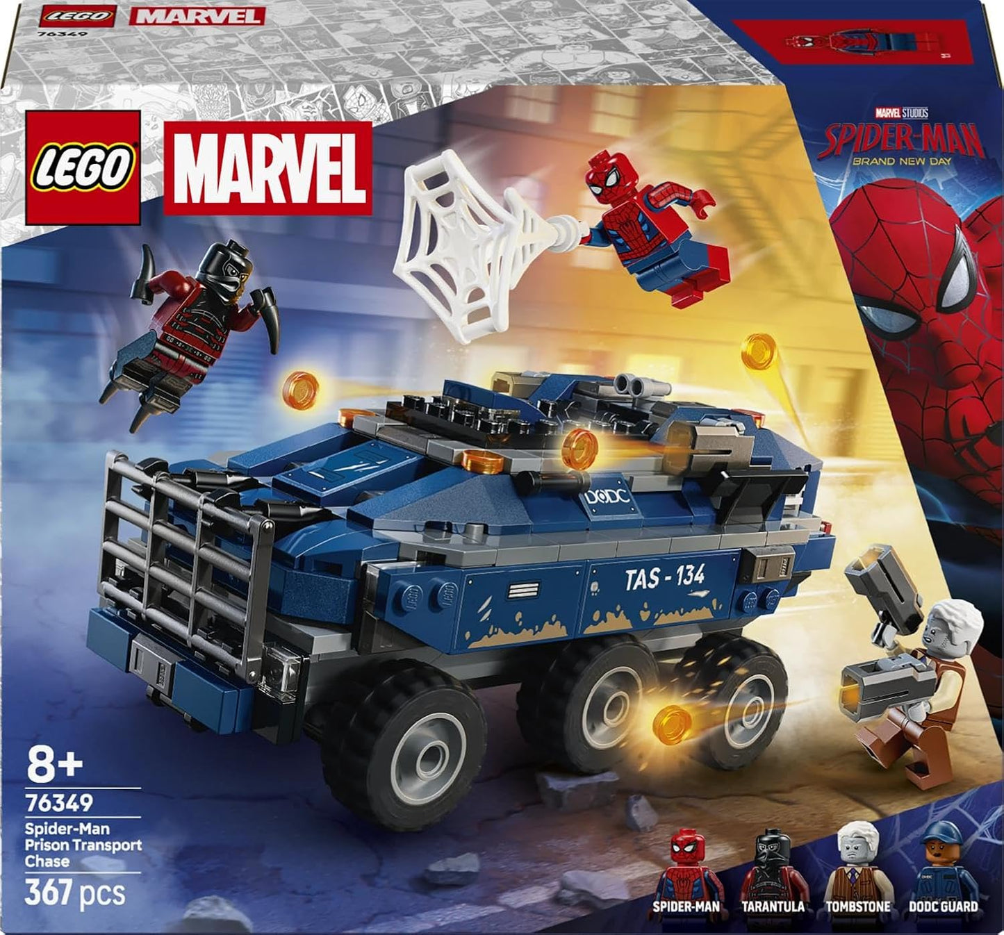 LEGO® ǀ Marvel Spider-Man Prison Transport Chase - Super Hero Building Toy - 4 Minifigures - 76349