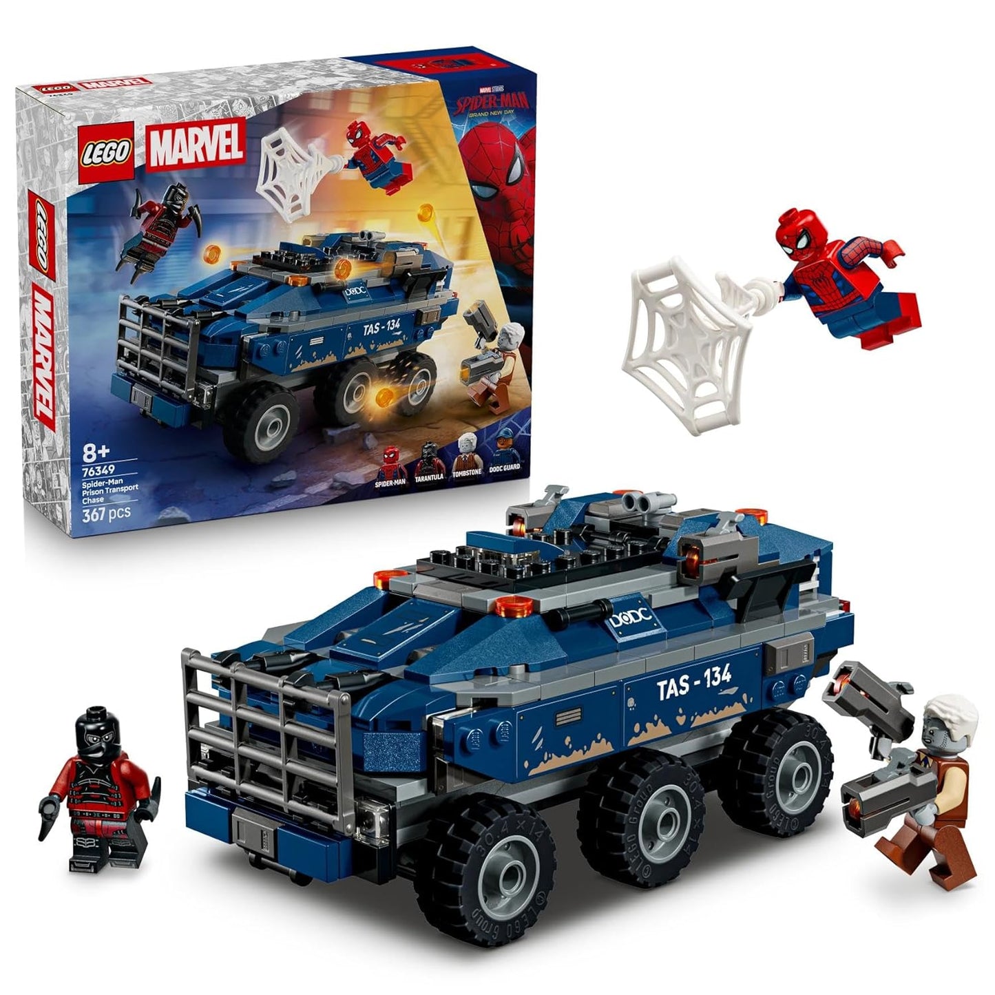 LEGO® ǀ Marvel Spider-Man Prison Transport Chase - Super Hero Building Toy - 4 Minifigures - 76349