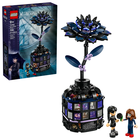 LEGO Wednesday 76784 Black Dahlia Flower  358Piece Gothic Greenhouse & Vase with 2 Minidolls (Ages 9+) - Jaiman Toys