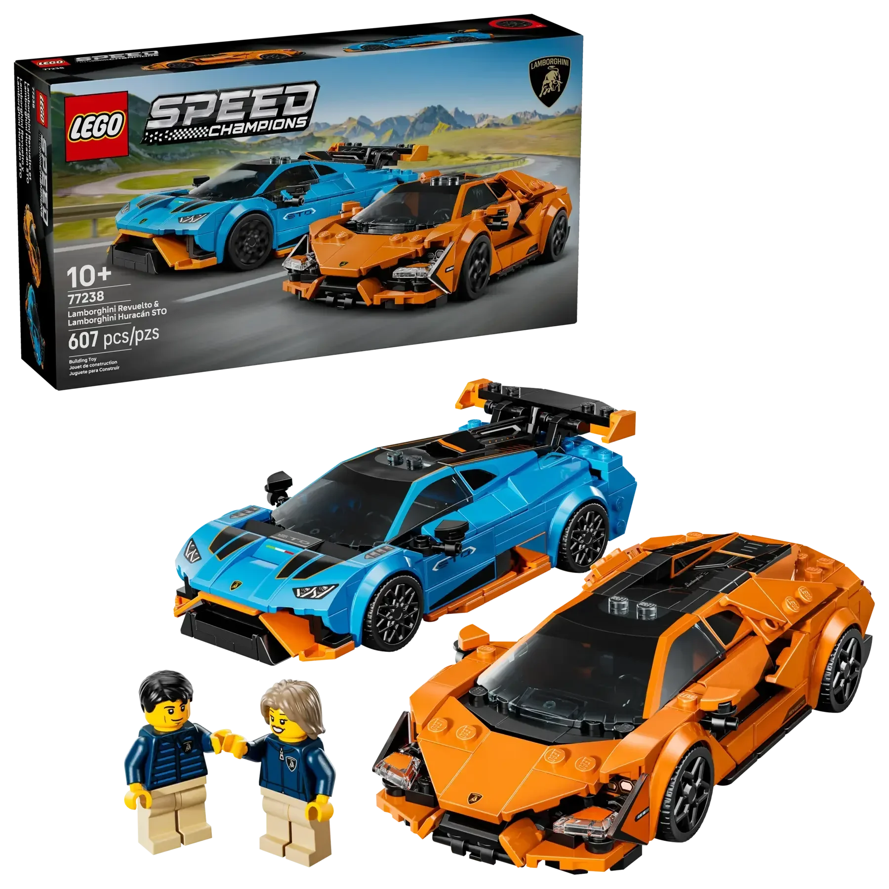 LEGO 77238 Speed Champions Lamborghini Revuelto & Huracán STO  2 Car Set with 2 Minifigures (Ages 9+, 607 Pieces) - Jaiman Toys