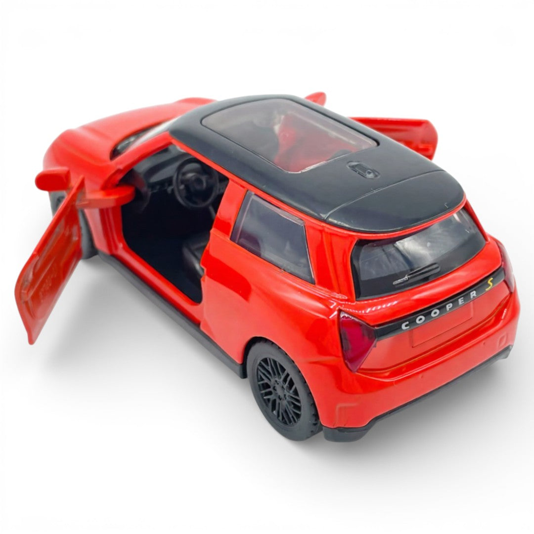 MSZ 1:34 Mini Cooper Die-Cast Model Car – Red| Pull Back, Openable Doors (67745)