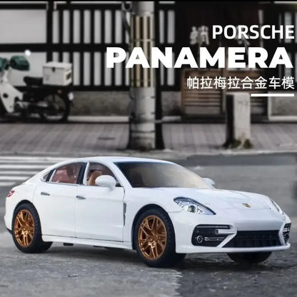 Joy Junction 1:24 Porsche Panamera Die-Cast Model Car – Alloy Metal Pull Back Toy Car with Openable Doors, Light & Music