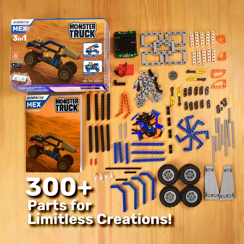 Avishkaar MEX 3-in-1 Monster Truck | Build, Code & Drive STEM Kit Ages 10-14