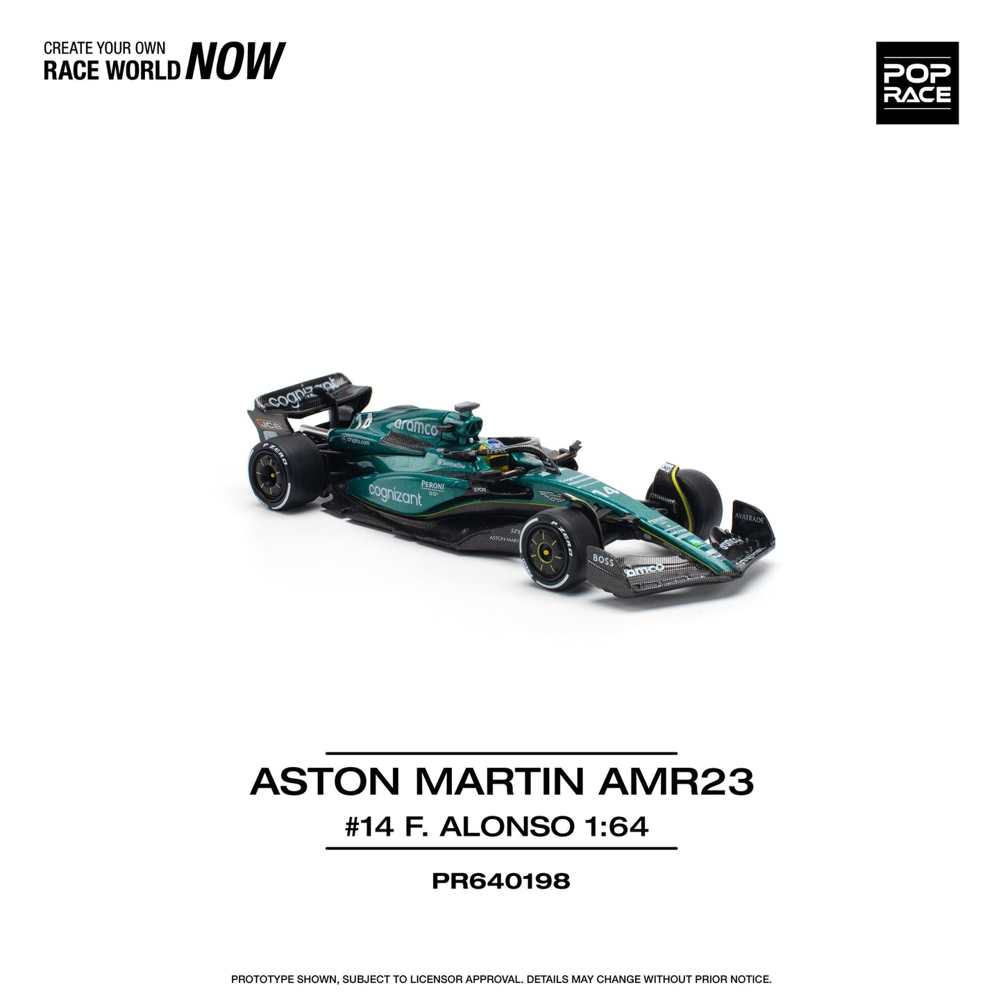 POP RACE 1:64 Aston Martin Aramco AMR23 #14 Formula One Race Car PR64-198 | Official Licensed Diecast Model | BGX