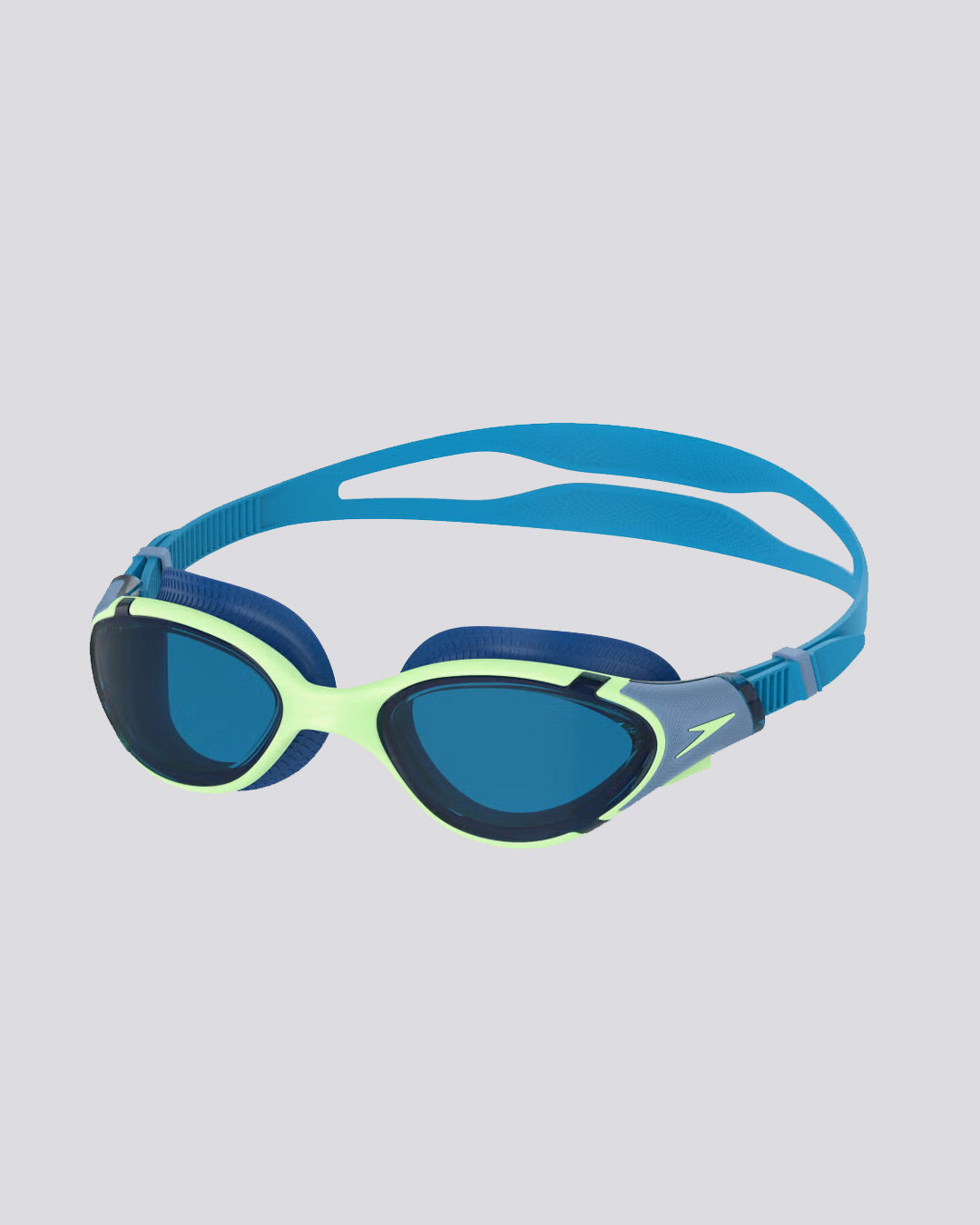 Speedo Biofuse 2.0 Unisex Adult Mirrored Swimming Goggles with Anti-Fog, UV Protection and Push-Button Adjustment – Green & Blue