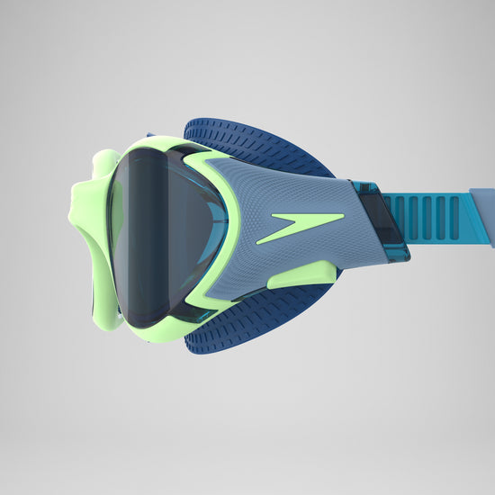 Speedo Biofuse 2.0 Unisex Adult Mirrored Swimming Goggles with Anti-Fog, UV Protection and Push-Button Adjustment – Green & Blue