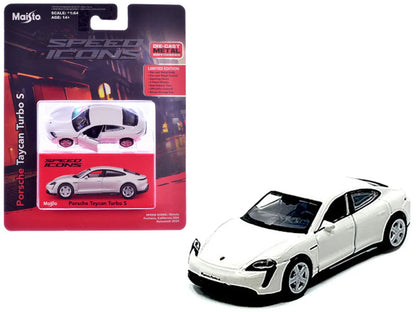 Maisto 1:64 Porsche Taycan Turbo S – White | Speed Icons Electric Supercar Diecast Model - Jaiman Toys