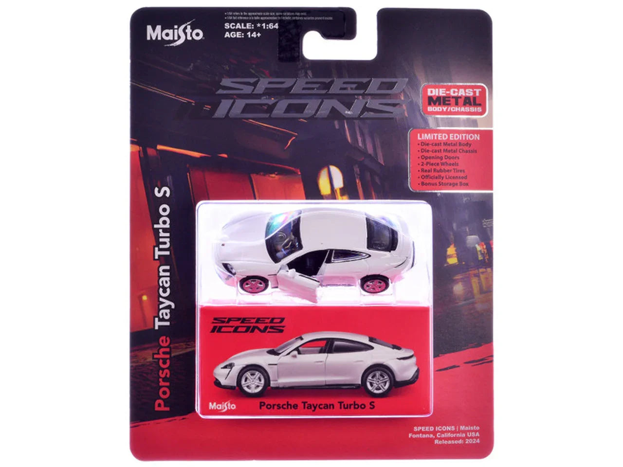 Maisto 1:64 Porsche Taycan Turbo S – White | Speed Icons Electric