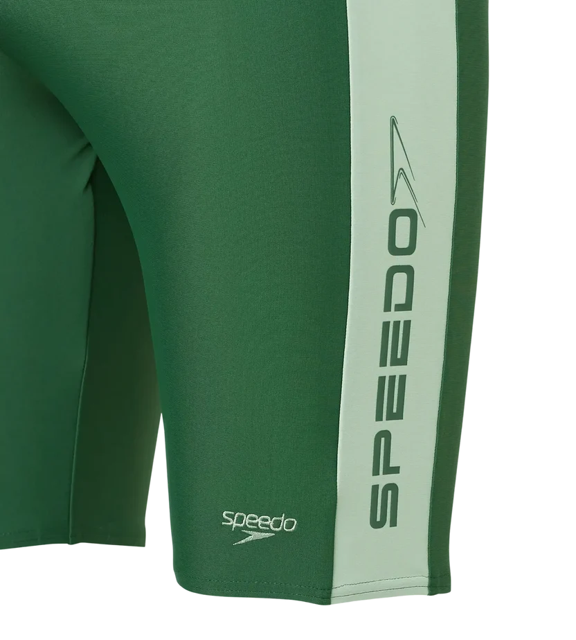 Speedo Men’s Endurabrite Panel Print Dive Jammer – Dark Green & Pale Adventure