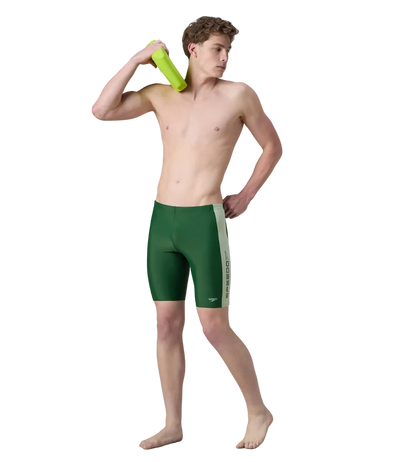 Speedo Men’s Endurabrite Panel Print Dive Jammer – Dark Green & Pale Adventure
