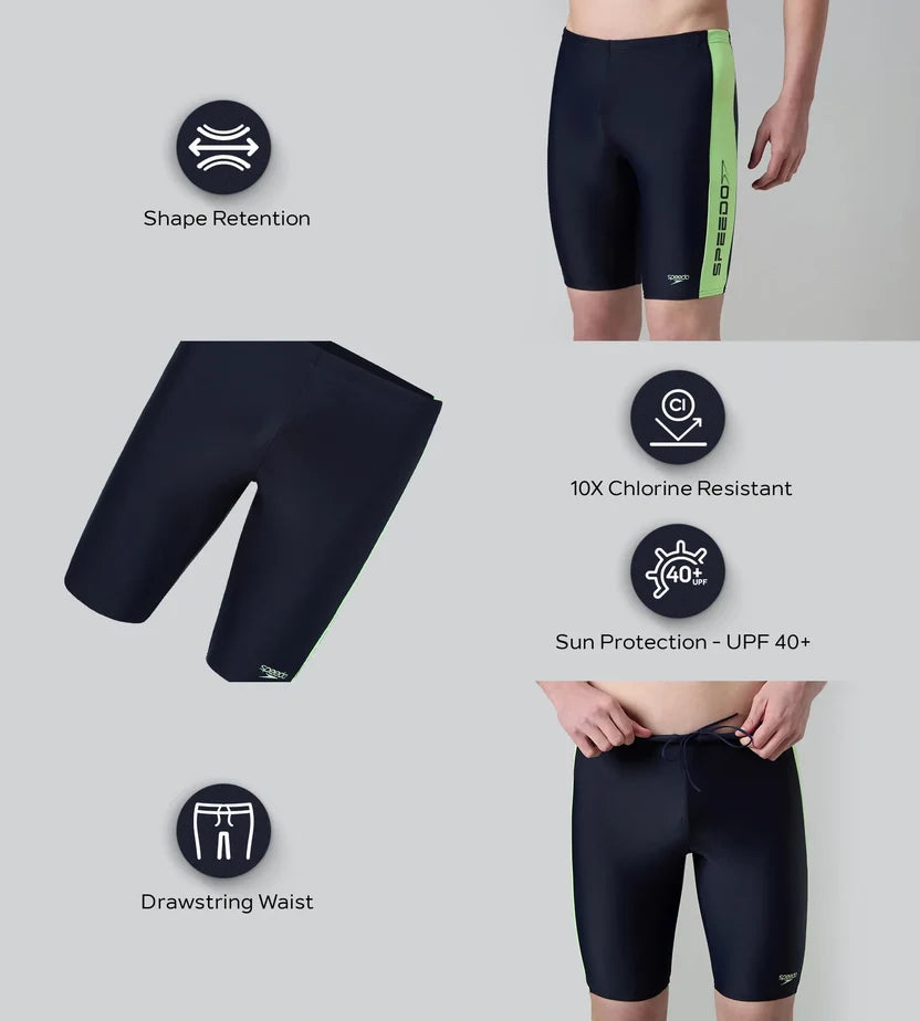 Speedo Men’s Endurabrite Panel Print Dive Jammer – Dark Green & Pale Adventure