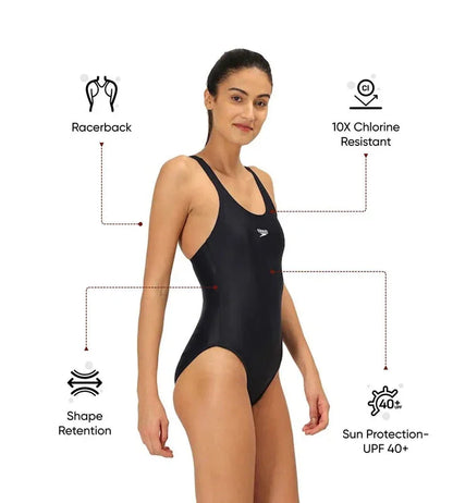 Speedo Women's Endurance 10 Lycra Racerback One-Piece Swimsuit – Black | Chlorine Resistant & UPF 40+ Sun Protection