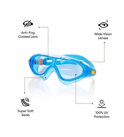 Speedo Unisex Kids Rift Tint-Lens Swim Goggles – Blue & Orange | Ages 6–14 | Anti-Fog & UV Protection