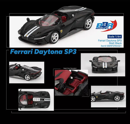 BBR 1:64 Ferrari Daytona SP3 Matt Black Diecast Model Car – Premium Collector Edition