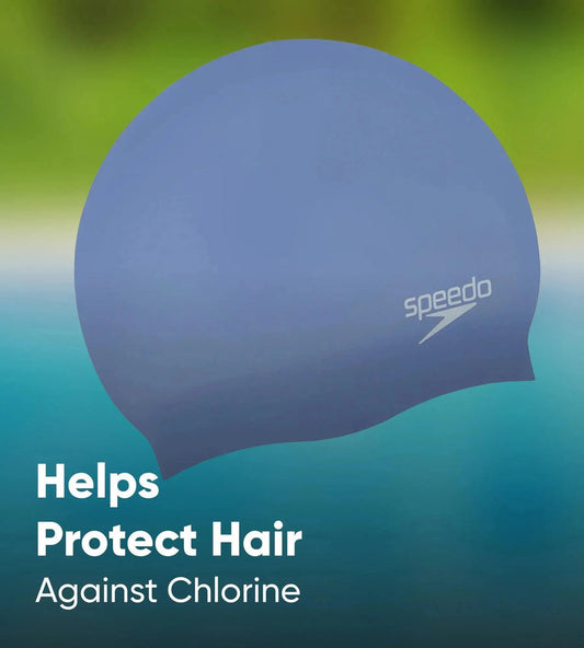 Speedo Women’s Long Hair Silicone Swim Cap, Lightweight Latex-Free Snag-Free Swimming Cap – Blue & Purple