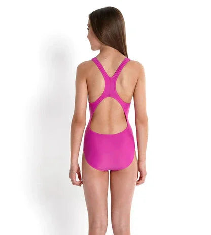 Speedo Girl's Endurance 10 V-Cut Splashback One-Piece Swimsuit – Diva & Princess Pink | Stylish & Comfortable Swimwear for Active Girls - Jaiman Toys