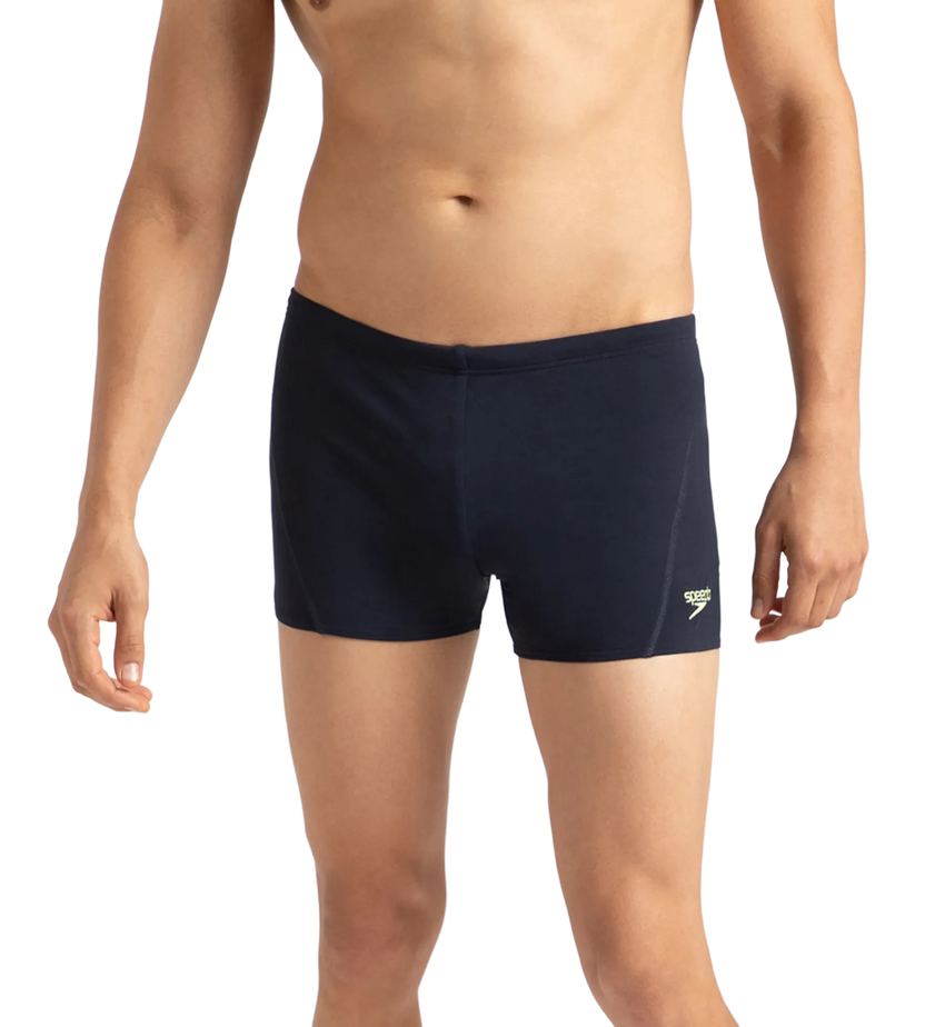 Speedo Men’s Endurance+ Essential Splice Aquashort – True Navy & Spritz | Chlorine Resistant Swimming Jammer with UPF 40+ & Drawstring Waist