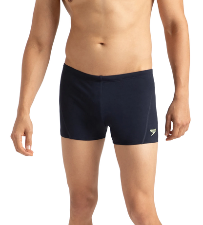 Speedo Men’s Endurance+ Essential Splice Aquashort – True Navy & Spritz | Chlorine Resistant Swimming Jammer with UPF 40+ & Drawstring Waist