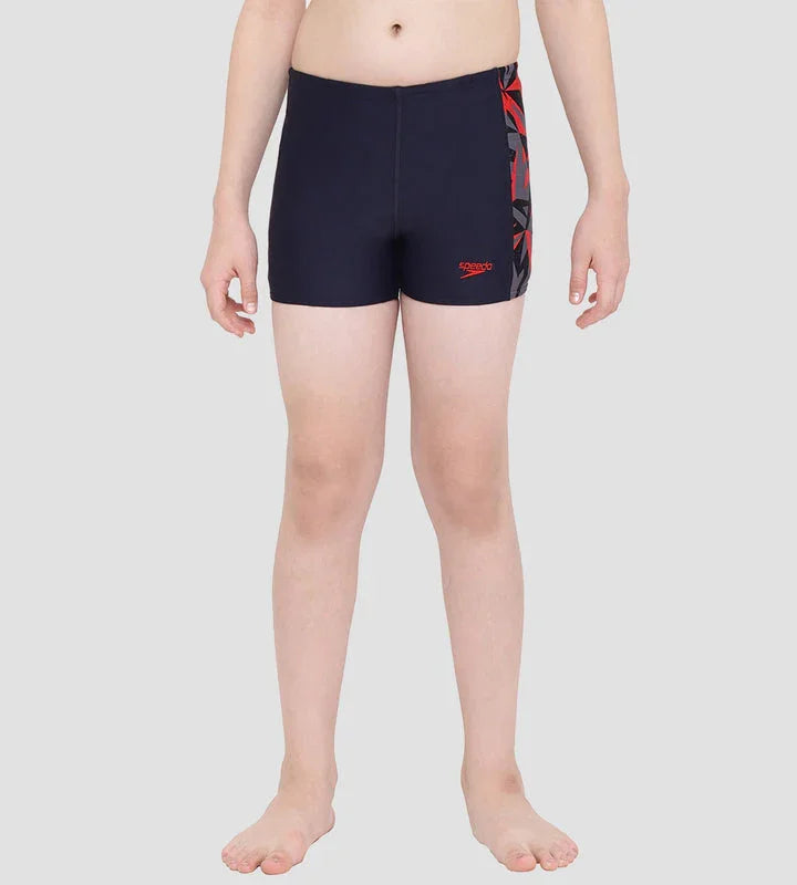 Speedo Boy's Swimwear Hyperboom Panel Aquashort - True Navy & Fed Red - Jaiman Toys