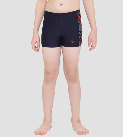 Speedo Boy's Swimwear Hyperboom Panel Aquashort - True Navy & Fed Red - Jaiman Toys