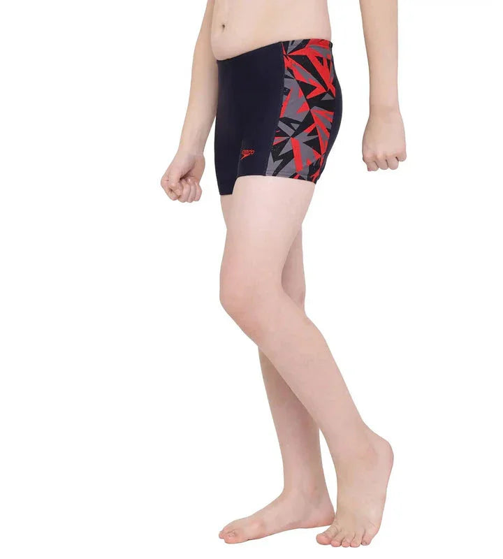 Speedo Boy's Swimwear Hyperboom Panel Aquashort - True Navy & Fed Red - Jaiman Toys