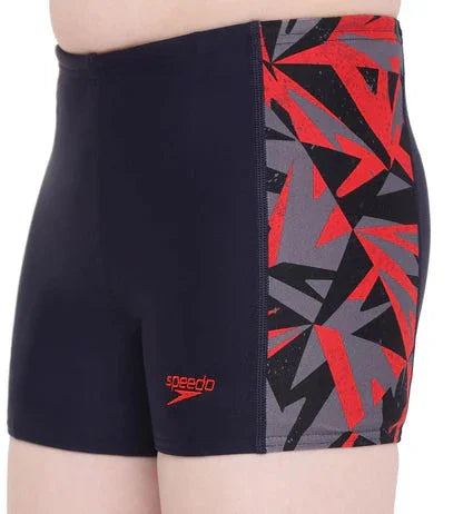 Speedo Boy's Swimwear Hyperboom Panel Aquashort - True Navy & Fed Red - Jaiman Toys
