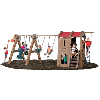 Step2 Naturally Playful Adventure Lodge Play Center with Glider – Kids Outdoor Activity Set - Jaiman Toys