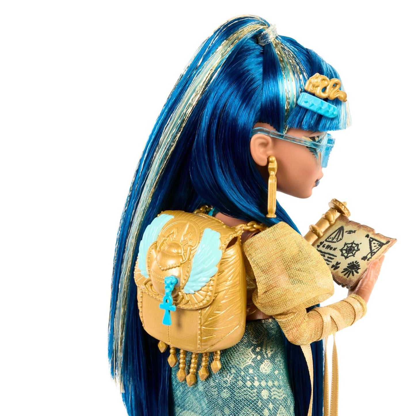 Monster High Cleo De Nile Doll – Golden Blouse & Layered Skirt | Includes Pet Cobra Hissette, Backpack & Accessories - Jaiman Toys