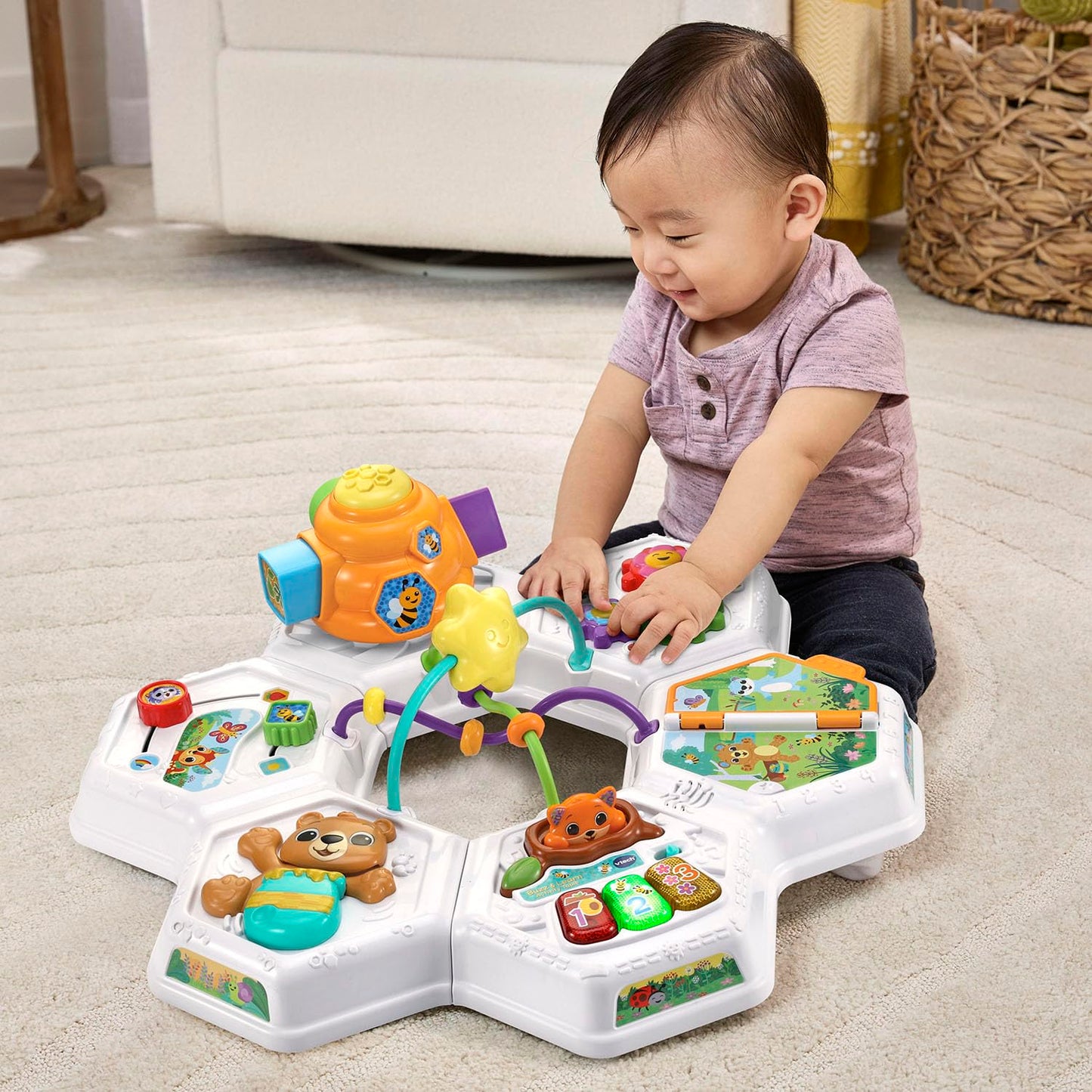 VTech Buzz and Learn Activity Table | Interactive Learning Activity Center with Lights, Sounds & Music | Blue